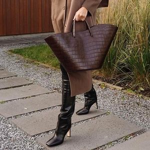 LITTLE LIFFNER OPEN TULIP TOTE WALNUT CROC EMBOSSED CROCO MEDIUM LEATHER BAG